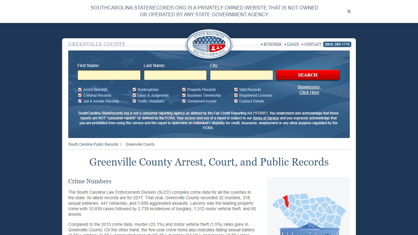Greenville County Arrest, Court, and Public Records